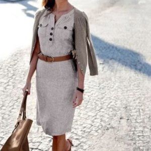 Boden Herringbone Linen Dress 10L